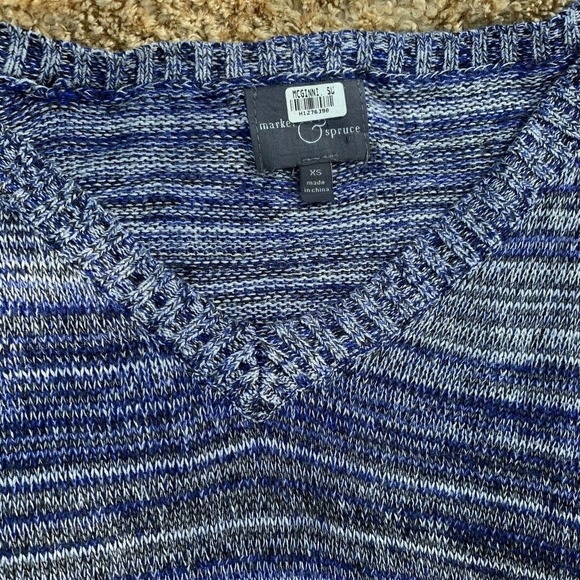 Market Spruce Sweater Womens Blue Layered Long Sleeve VNeck Striped Womens XS - Picture 7 of 7